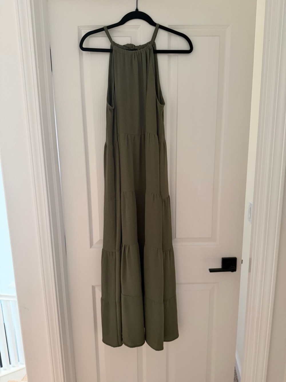 MSK Olive Green Tiered Maxi Dress - Picture 3 of 7